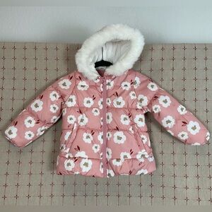 Child of Mine Little Girls Floral Puffer Coat Size 5/6 New Winter Jacket